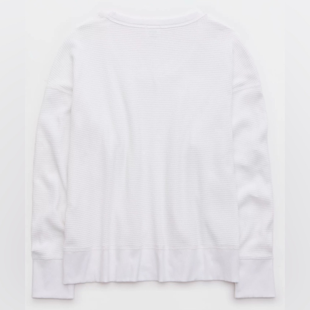 Aerie Waffle Knit White Sweater Size Small - Picture 2 of 6